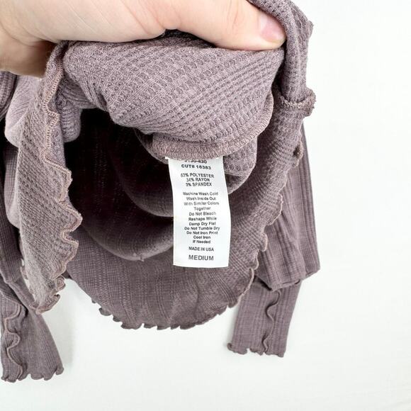 Project Social T Sweater Women Size Medium Wide Neck Waffle Knit Curved Hem - Picture 4 of 7